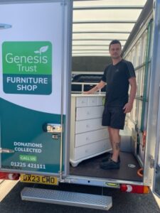 A client helping with charity furniture donations